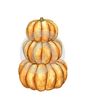 Three stacked pumpkins. photo